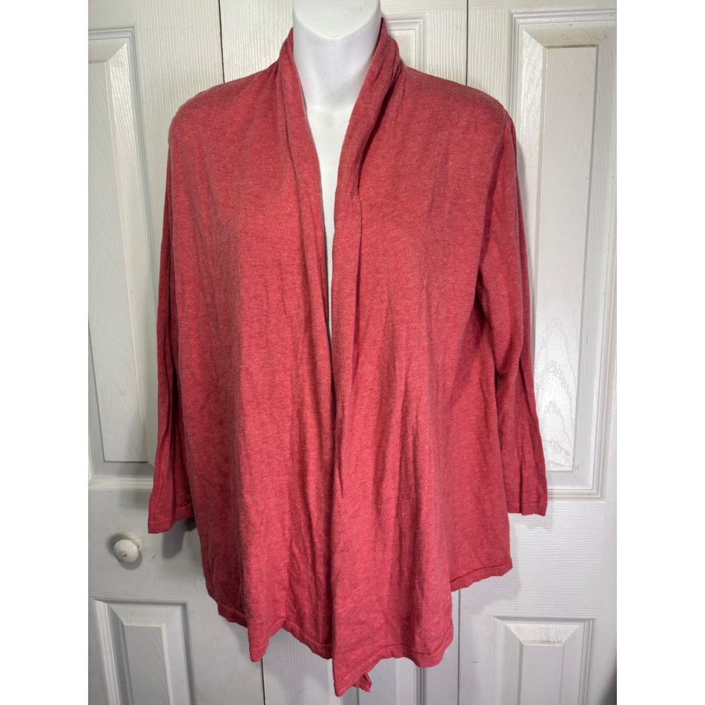 August Silk Women's Pink Open Front 3/4‎ Sleeve Casual Cardigan size Medium
